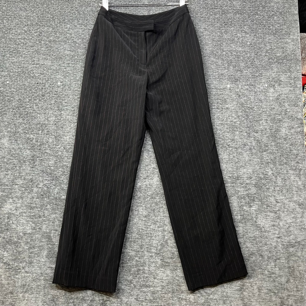 Dress Pants Women's Black Pinstripe Mid Rise Pockets Classic Career Office - 8P